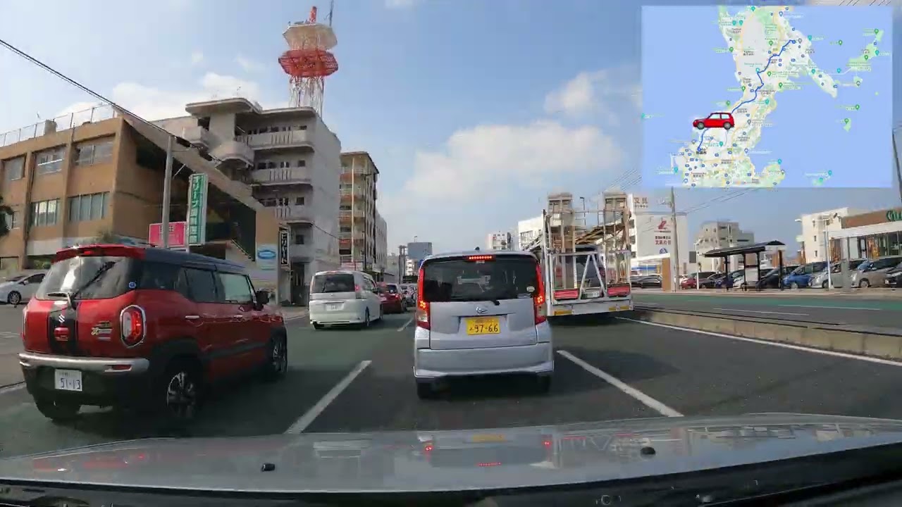 Sunny Day Driving in Okinawa - Uruma City to Naha Time Lapse