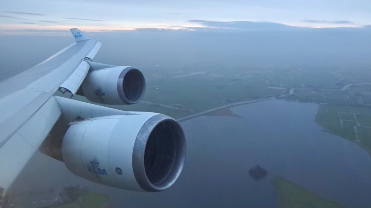 KLM 747-400 - Beautiful Sunrise Landing into Amsterdam Schiphol Airport