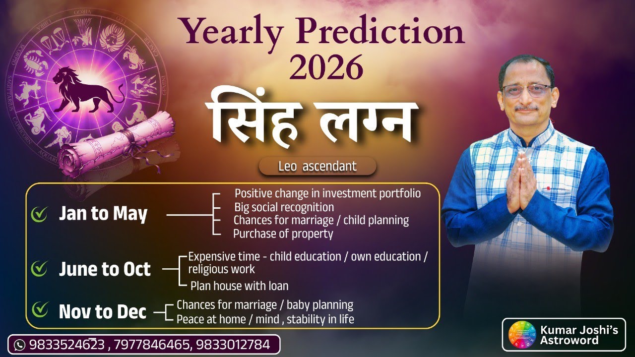LEO 2026 YEARLY PREDICTION IN HINDI BY KUMAR JOSHI--कुमार जोशी  सिंह 2026 वार्षिक भविष्यवाणी