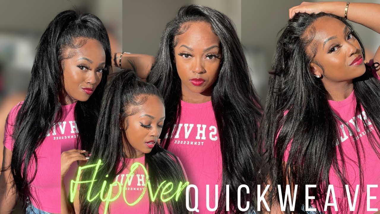DETAILED Flip over method quick weave Beginner's tutorial| Yaki Straight Bundles ft. Unice Hair