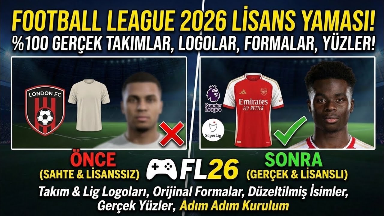 Football League 2026 LİSANS YAMASI ÇIKTI! 🔥 Gerçek İsimler, Logolar ve Formalar Nasıl Yapılır?