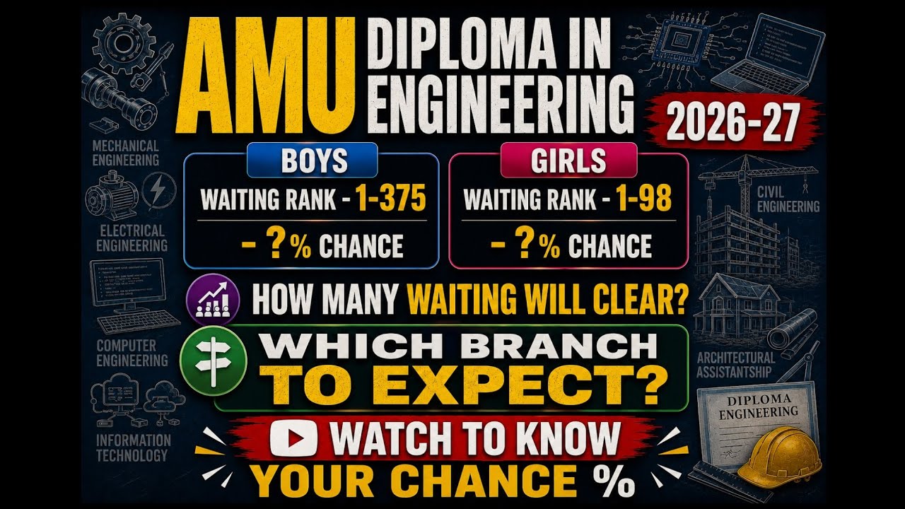 AMU Diploma in Engineering Entrance 2026-27 | Boys & Girls Waiting List Kitni Clear Hogi? Branch?