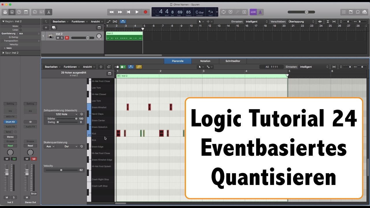 Logic X Tutorial deutsch Teil 24 - Eventbasiertes Quantisieren