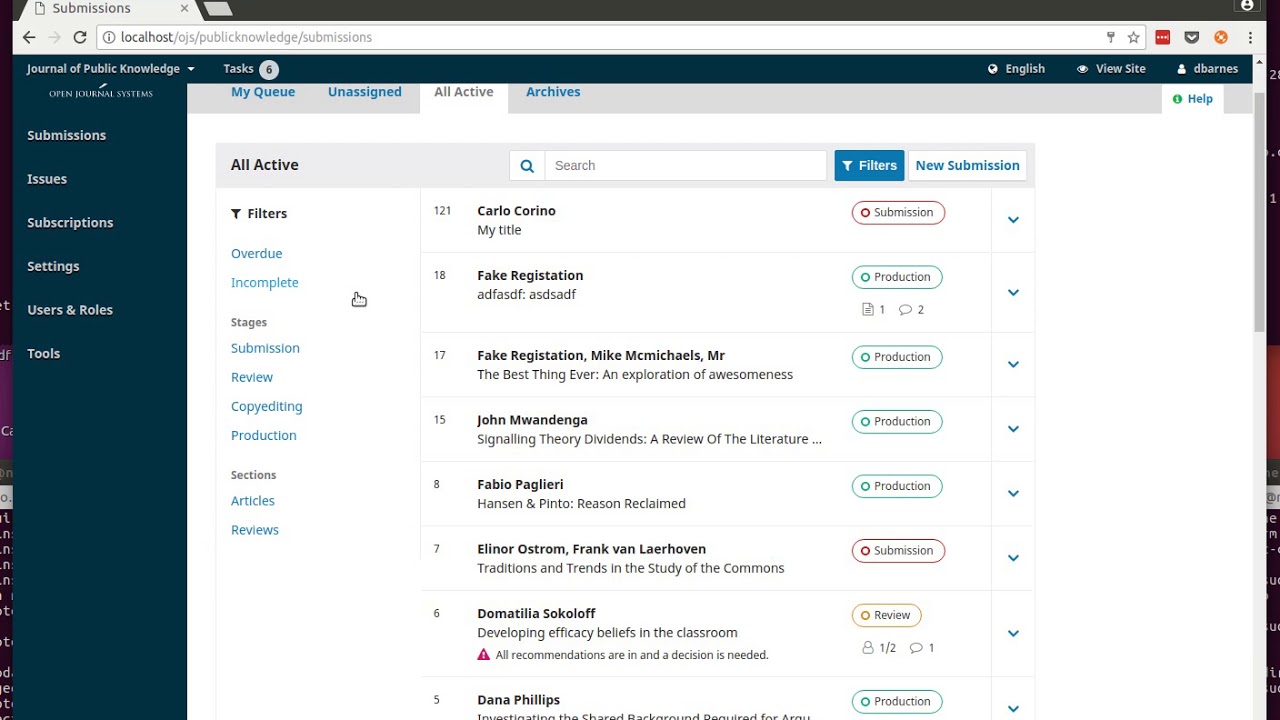 OJS 3.1 - Better submission discovery and tracking for editors