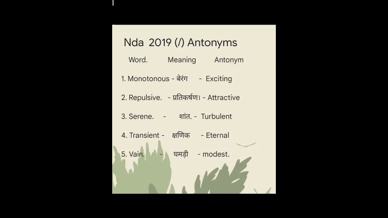 NDA previous year vocab 
