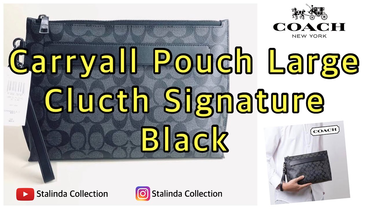 Coach Carryall Pouch Large Clucth Signature Black