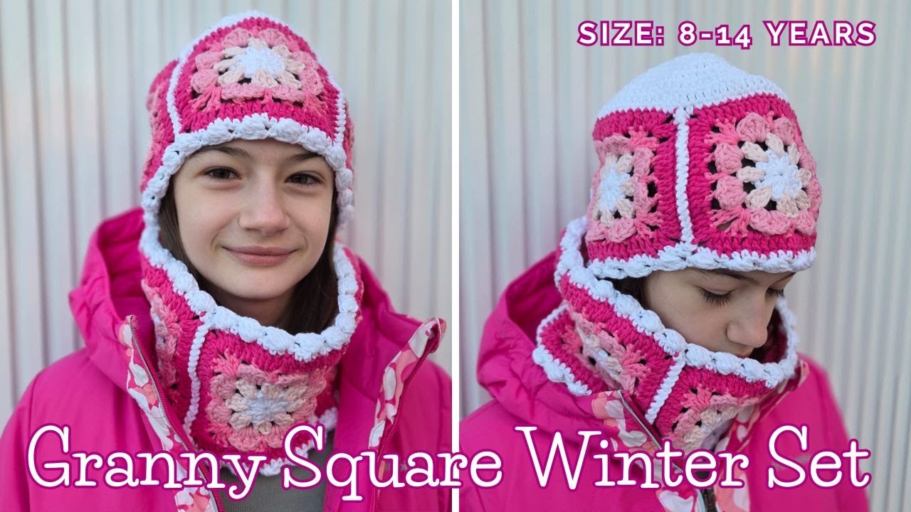 Crochet Granny Square Winter Set (Hat & Cowl) | Easy Tutorial