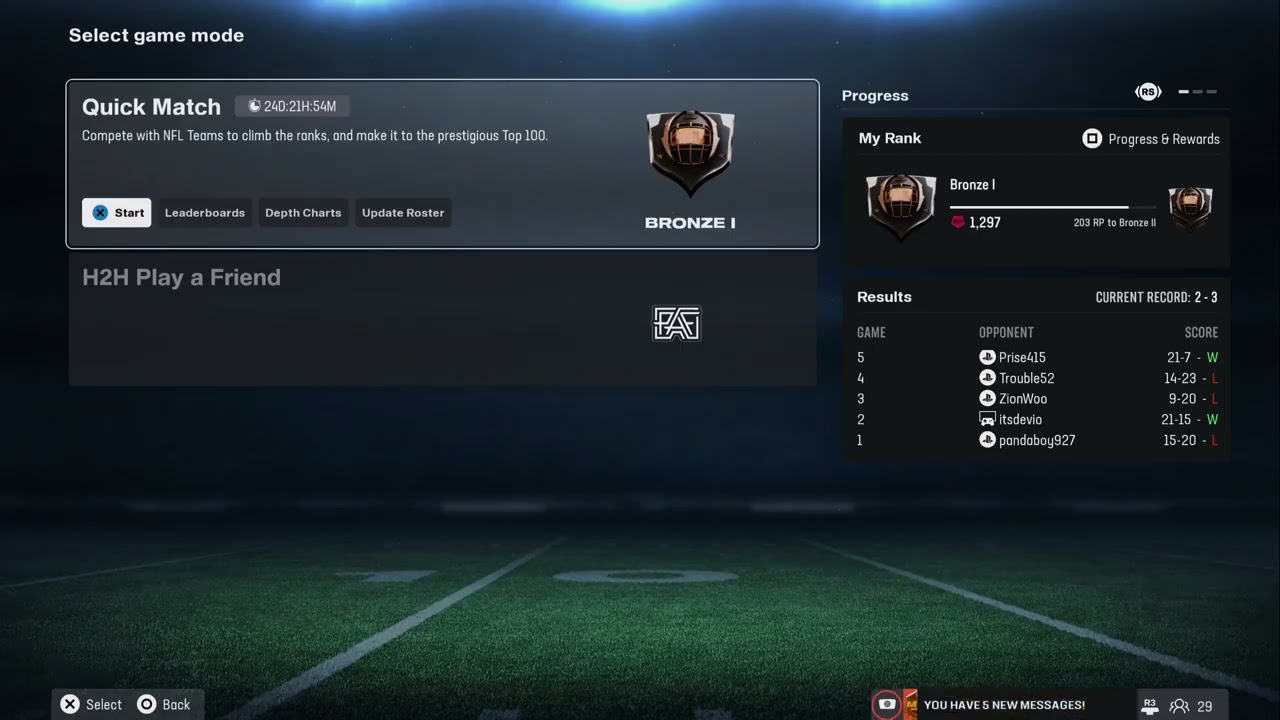 Highlight: Madden 26 online quick match first day back