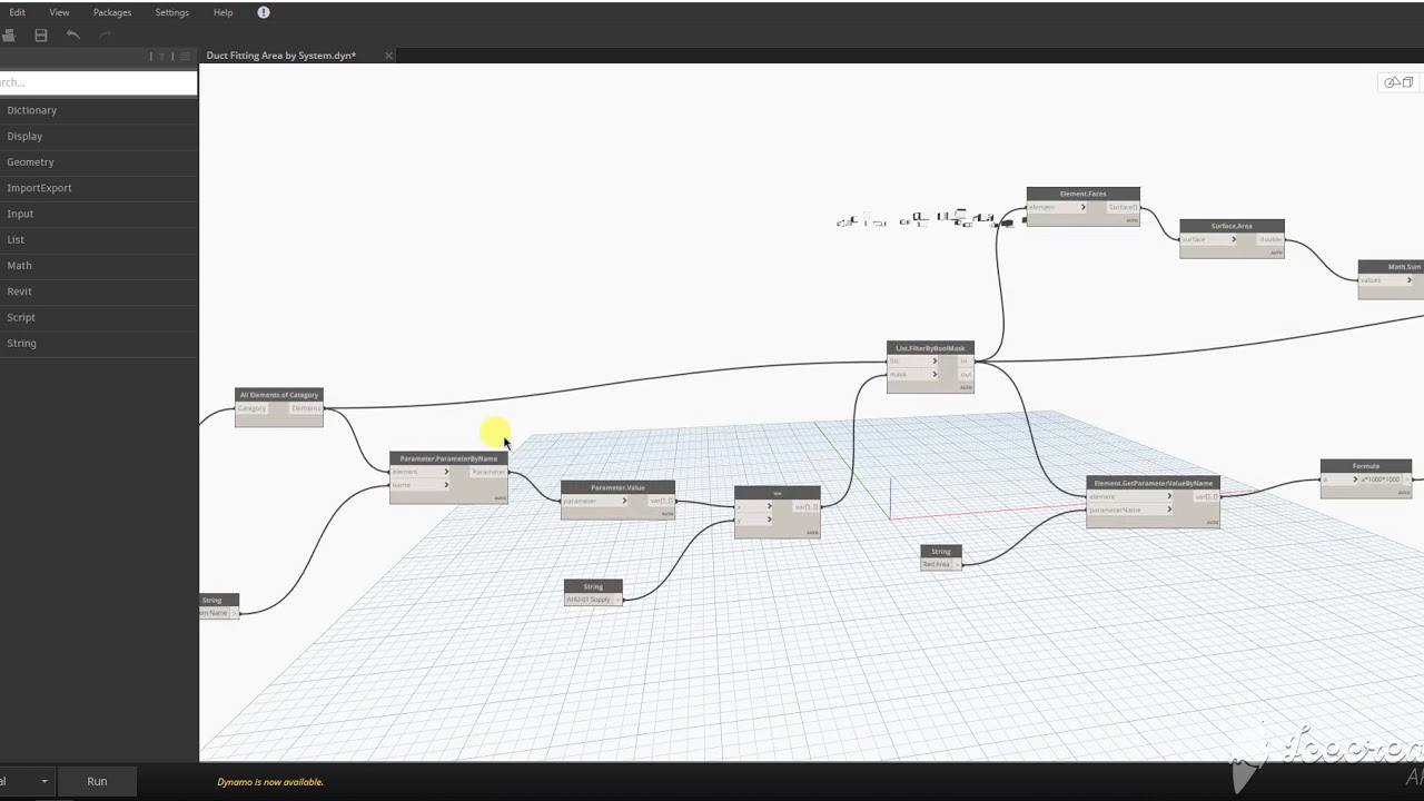 Revit Duct Fitting Area Calculation by Dynamo