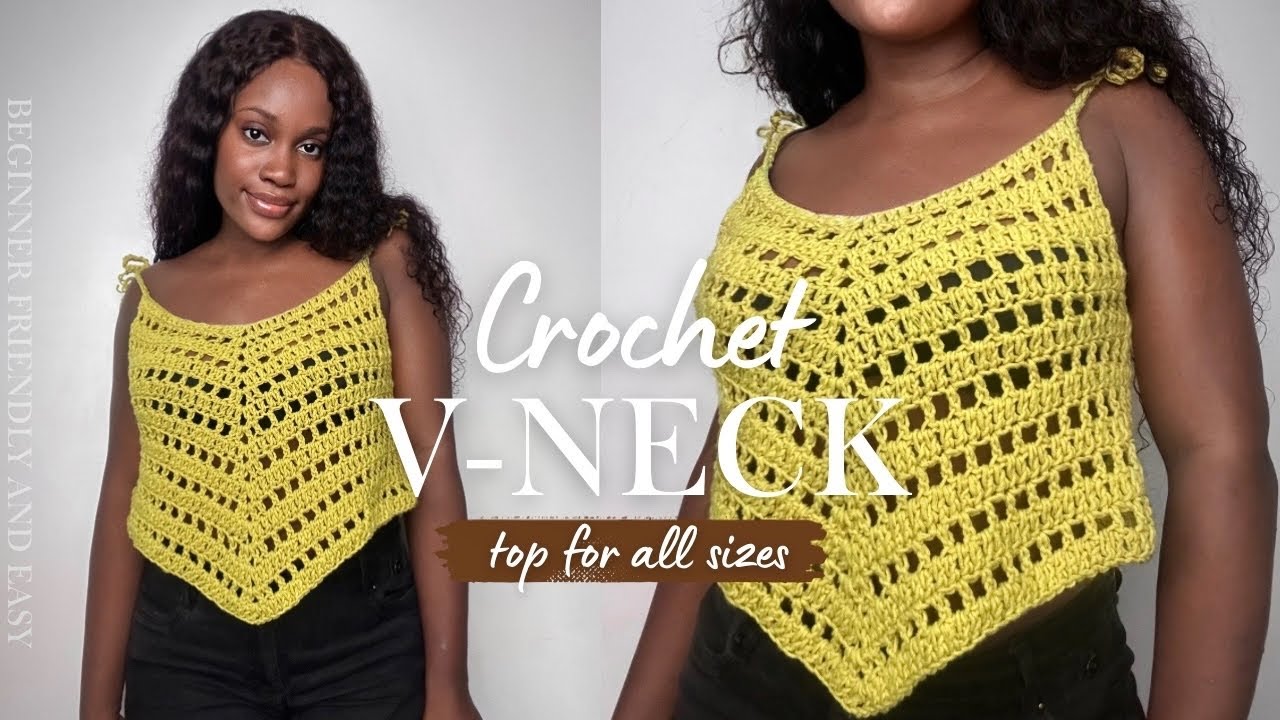 Easy Crochet V-Neck Top Tutorial| Summer Crochet Tank Top for Beginners| Crochet Mesh Blouse