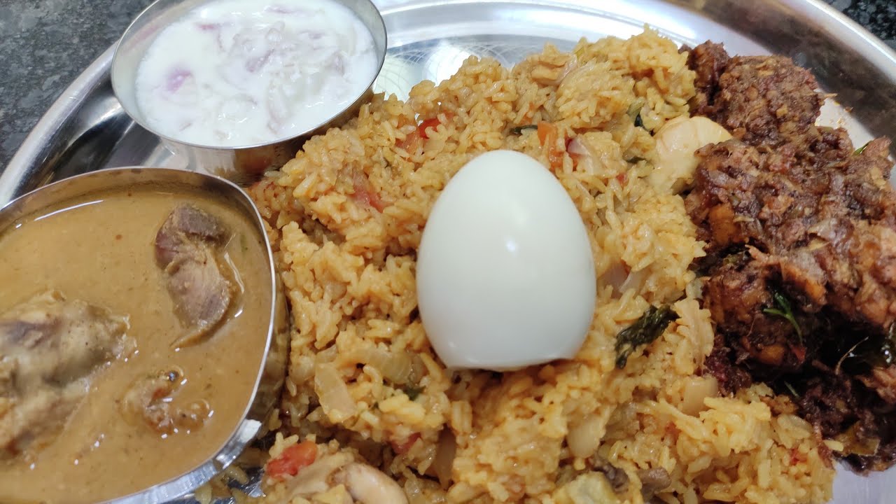 Non Veg Lunch Star Briyani Chicken Fry Gravy Egg Raita  Gowri Samayalarai