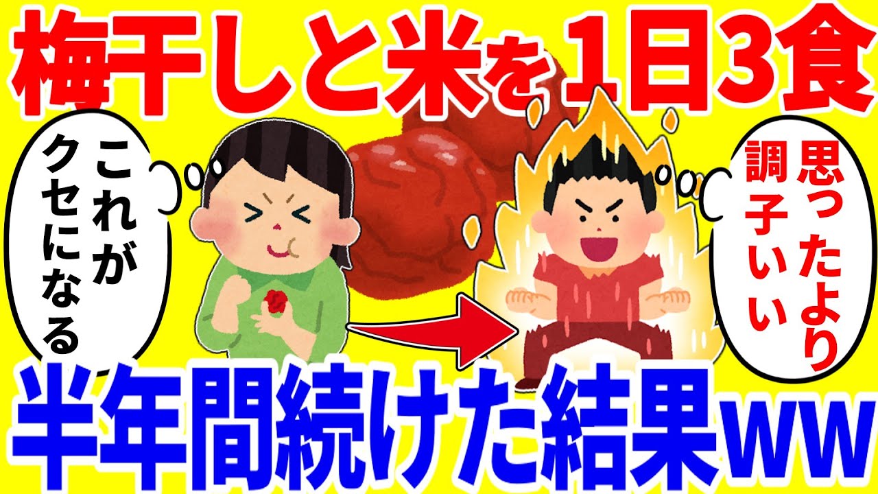 梅干しと米を1日3食食べ続ける生活を半年間続けた結果がやばいww