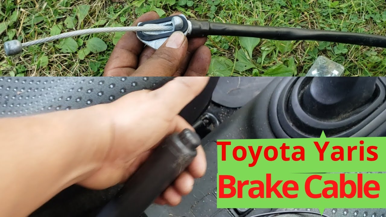 Как заменить трос аварийного тормоза Toyota Yaris 07, замена тормозных тросов на рычаге переключе...