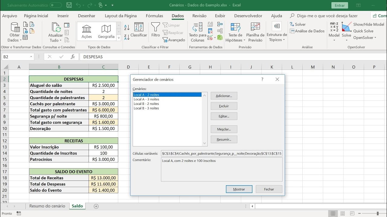 Gerenciador de Cenários no Excel - Para que serve e como usar?