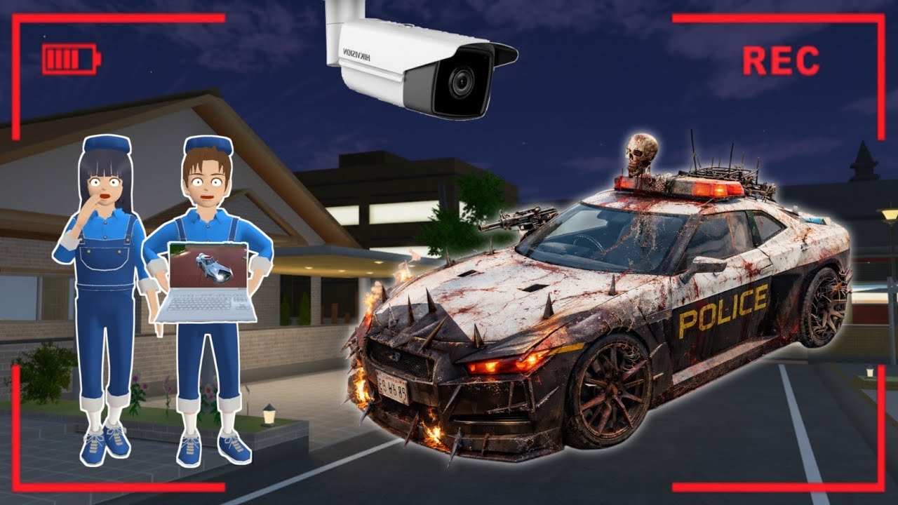 Yuta Mio Panik CCTV Merekam ANOMALI MOBIL POLISI BERHANTU Menyerang Kota 😱|Sakura School Simulator