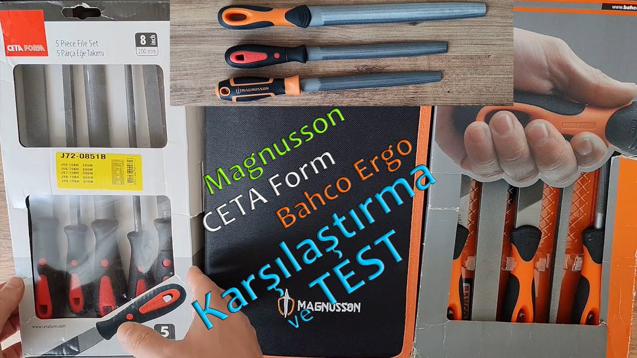 Bahco ERGO | Ceta Form J72-0852B Eğe | Magnusson 9 Parça Çantalı Eğe ve Törpü Seti | El Aletleri