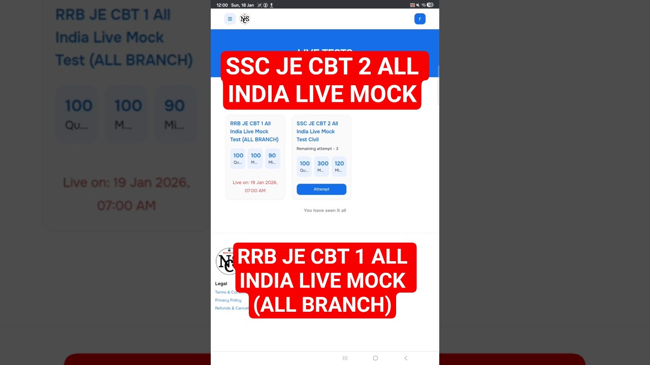 SSC JE CBT 2 ALL INDIA LIVE MOCK 