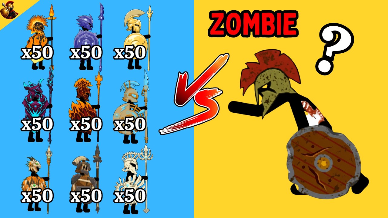 All Spearton Skins vs Zombie Tank Boss Battle !!! Who Is the Strongest? - Stick War Legacy