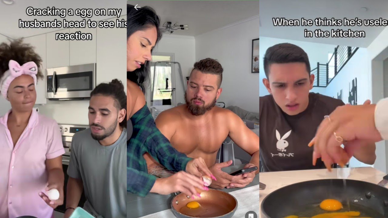 Cracking a egg on my Husband head to see his reaction