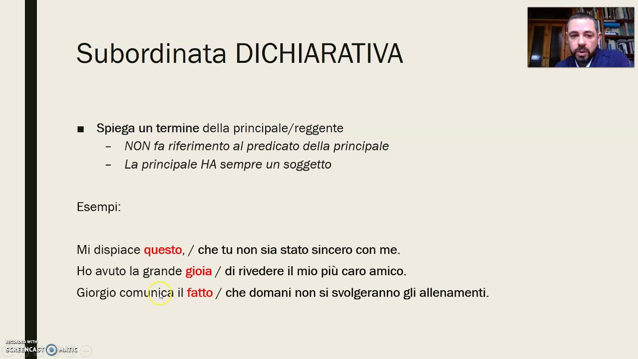 Subordinate dichiarative e interrogative indirette