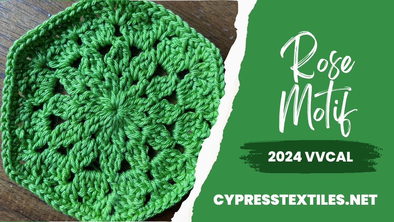 2024 VVCAL: Rose Motif free crochet hexagon pattern