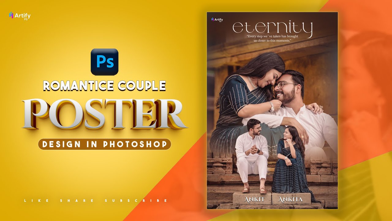 Couple Poster Design in Photoshop | Romantic Poster Editing Tutorial | 