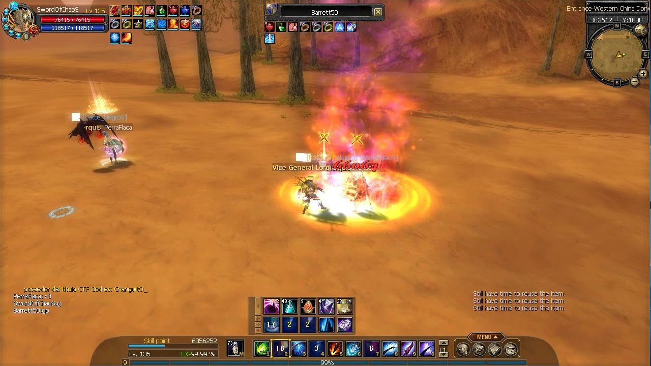 SRO Latino Barret50 Cleric/rogue vs SwordOfChaoS Nuker S/S cold fire Hibrido