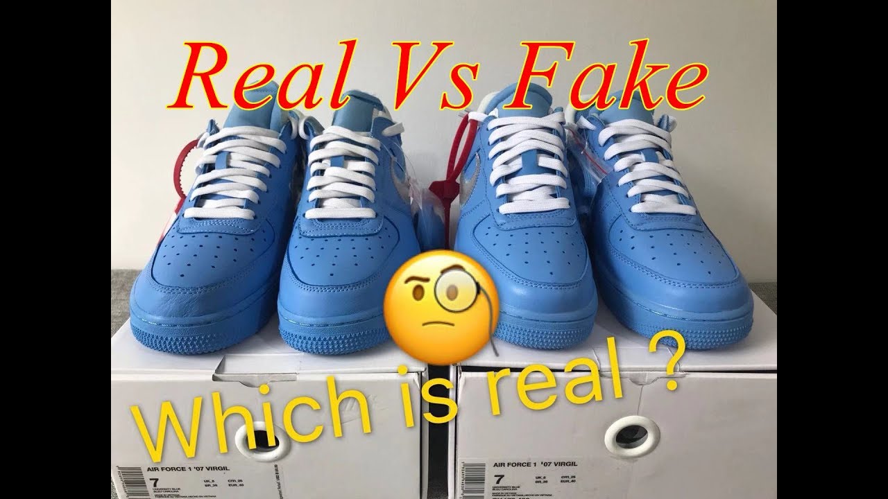 Real vs Fake Off White X Nike Air Force 1 MCA blue
