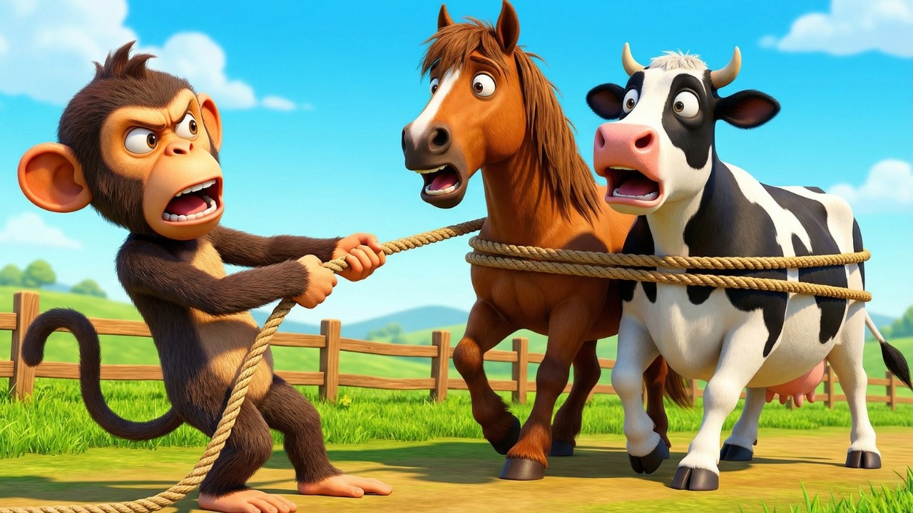 Old MacDonald’s Big Surprise 😱 | Animals Stolen by a Monkey! | Kids Story