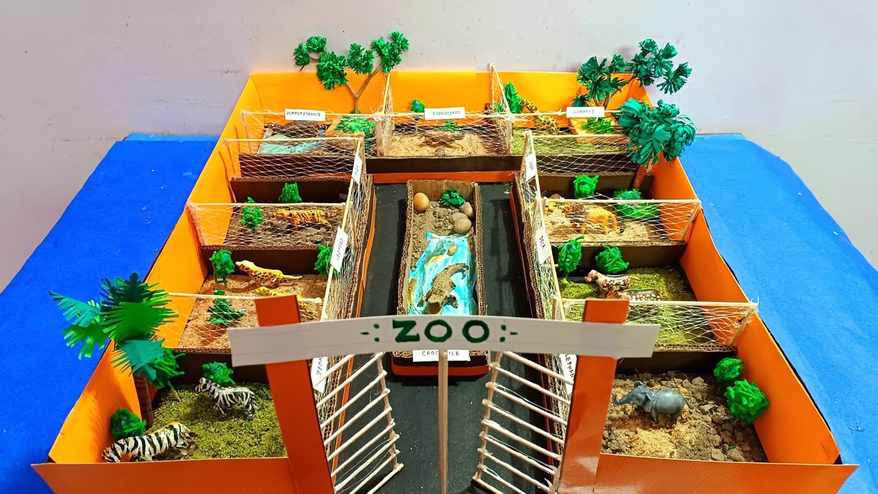 Zoo model making for school science project | zoo project for students | how to make a zoo at home