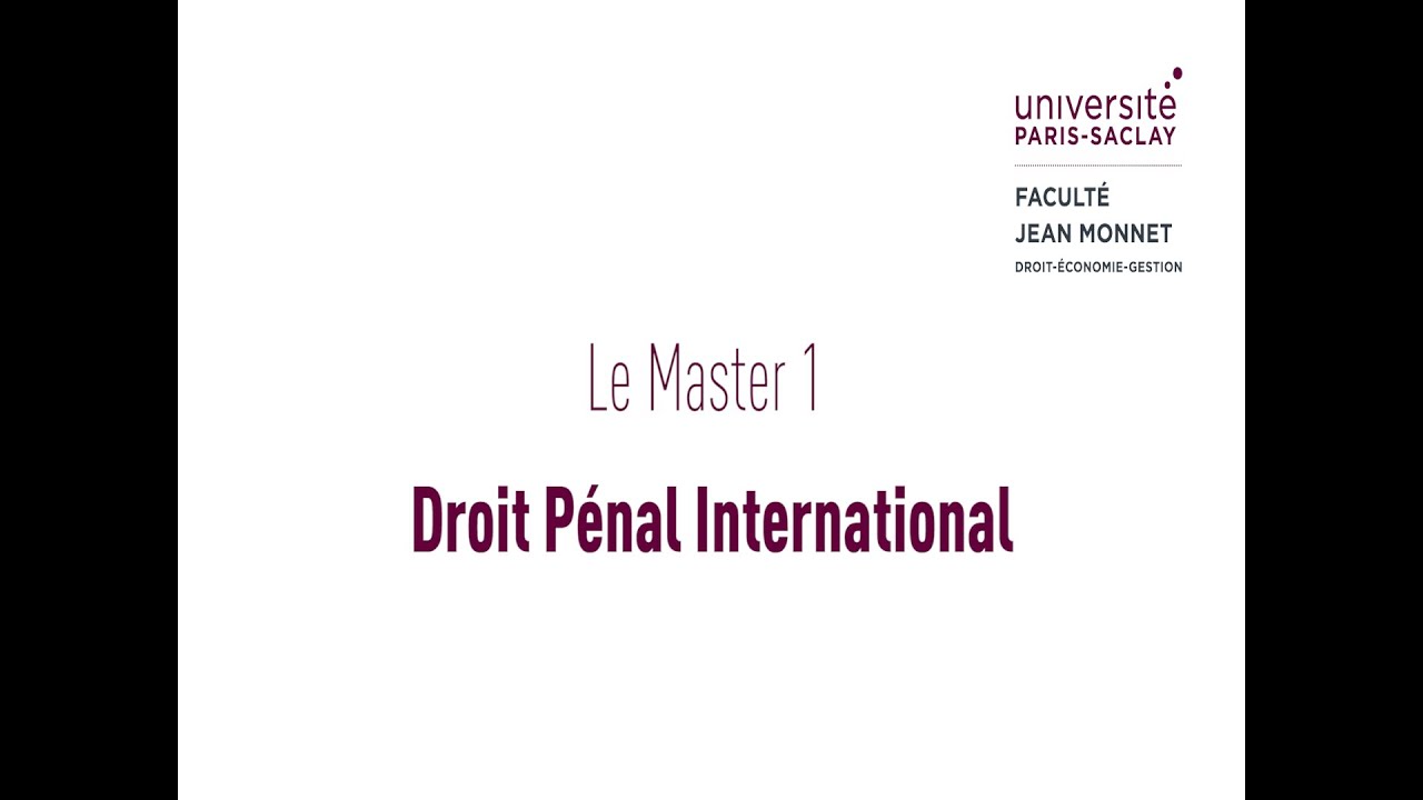 Master 1 - Droit Pénal International