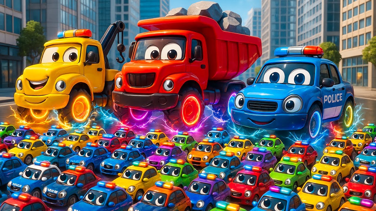 Oh No! The Police Car Gets Buried Under a Giant Pile of Rocks! 🚓⛰️ | Vehicles Animation