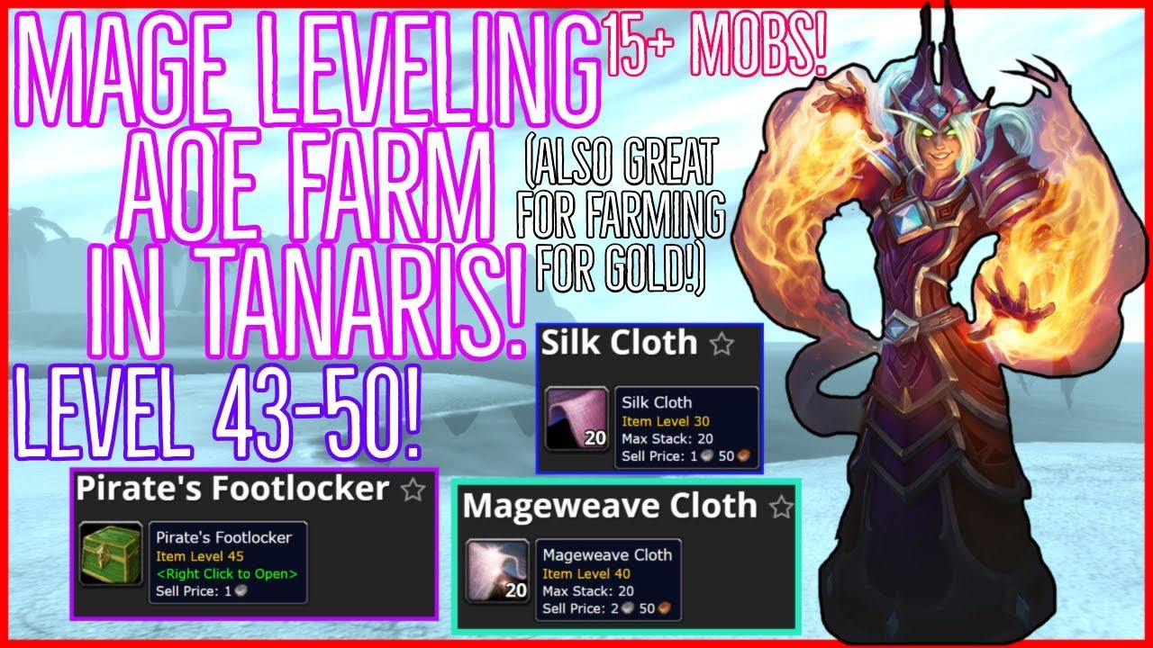 Classic WoW | AoE Mage Farm Classic Leveling Guide (Tanaris) | Level 43-50 | AMAZING Spot! EXP/GOLD!