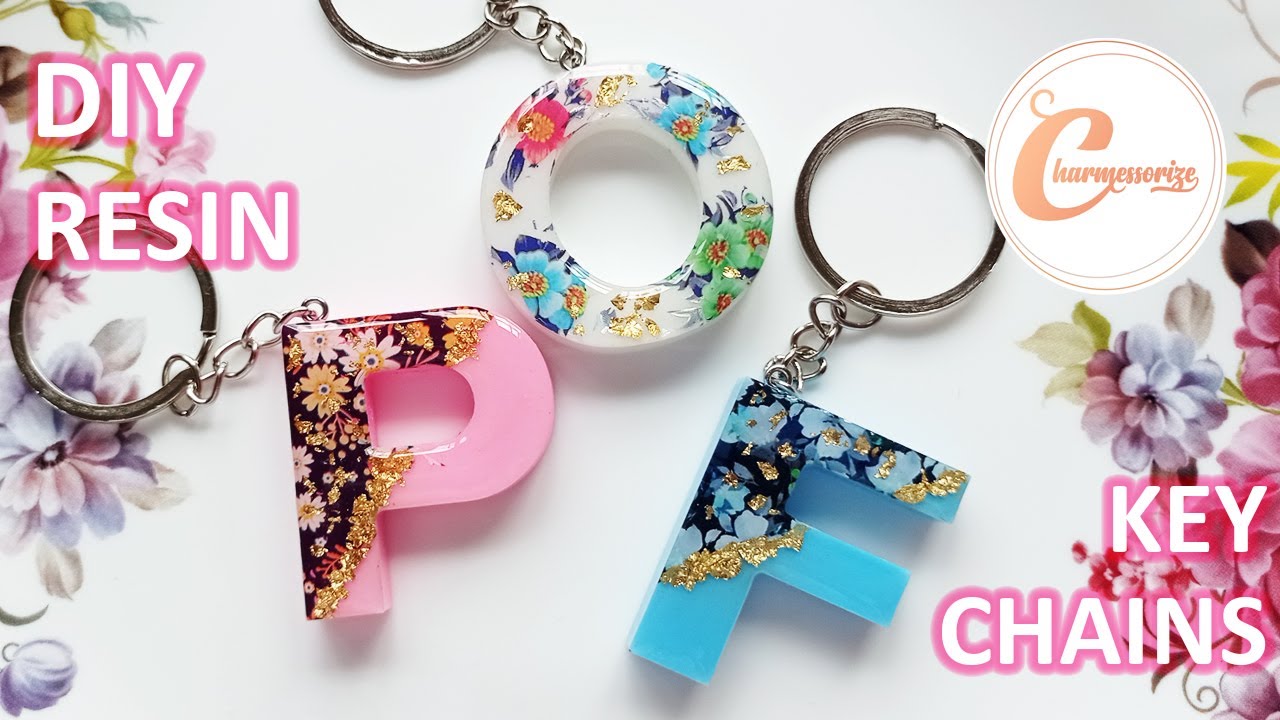 DIY Epoxy Resin Craft & Accessories | Making Resin Alphabet Letter Keychain with Nail Foil Transfer