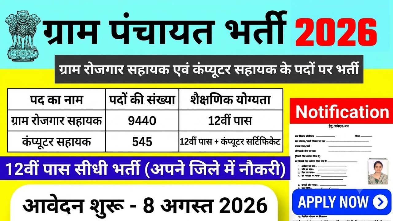 Gram Panchayat Recruitment 2026 | Panchayat Department Recruitment 2026 | Gram Panchayat Vacancy ...