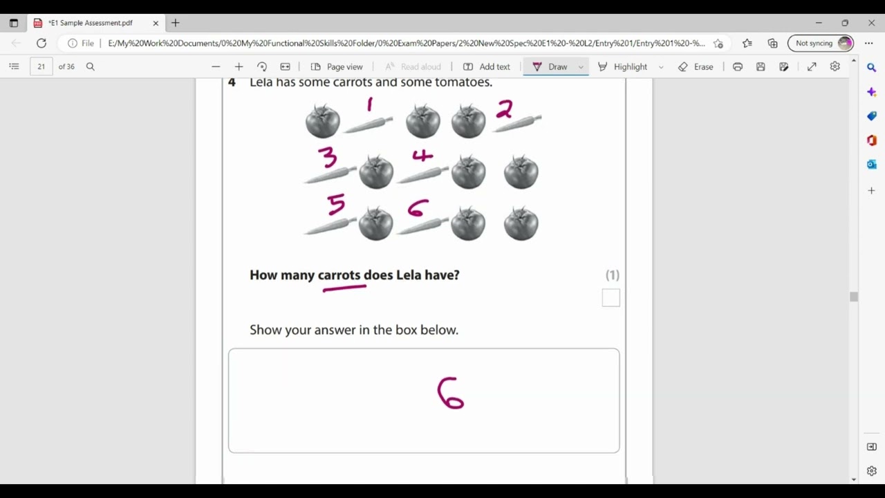 Functional Skills Entry 1 Maths Edexcel Walkthrough Sample Assessment Material