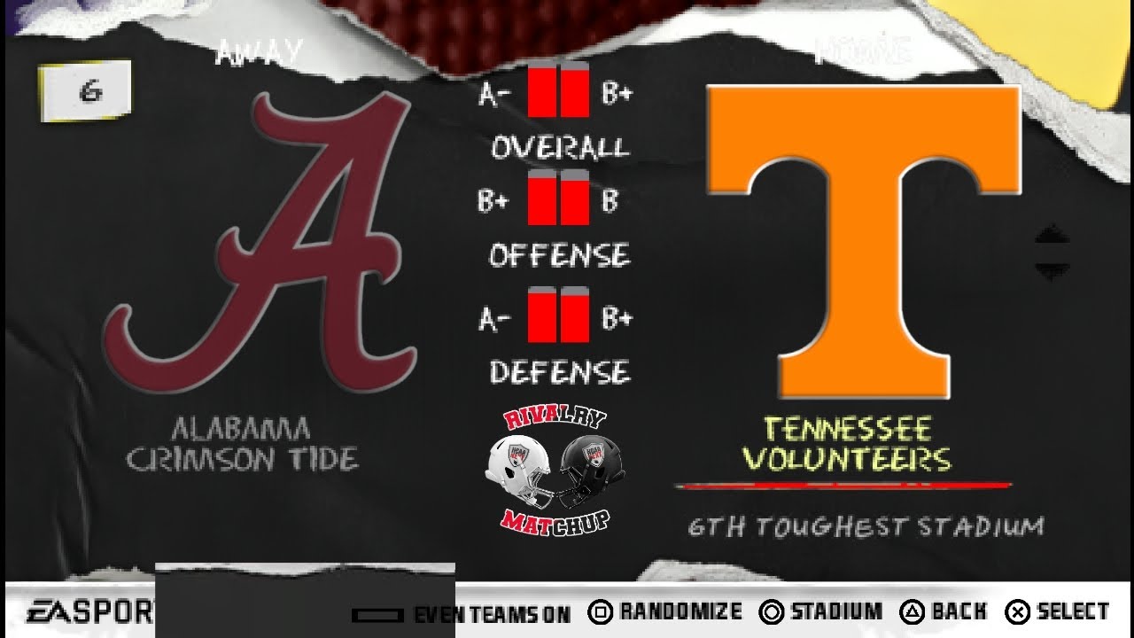 NCAA Football 10(NEXT) PSP Mod [2025-26 Rosters] Alabama Vs. Tennessee 