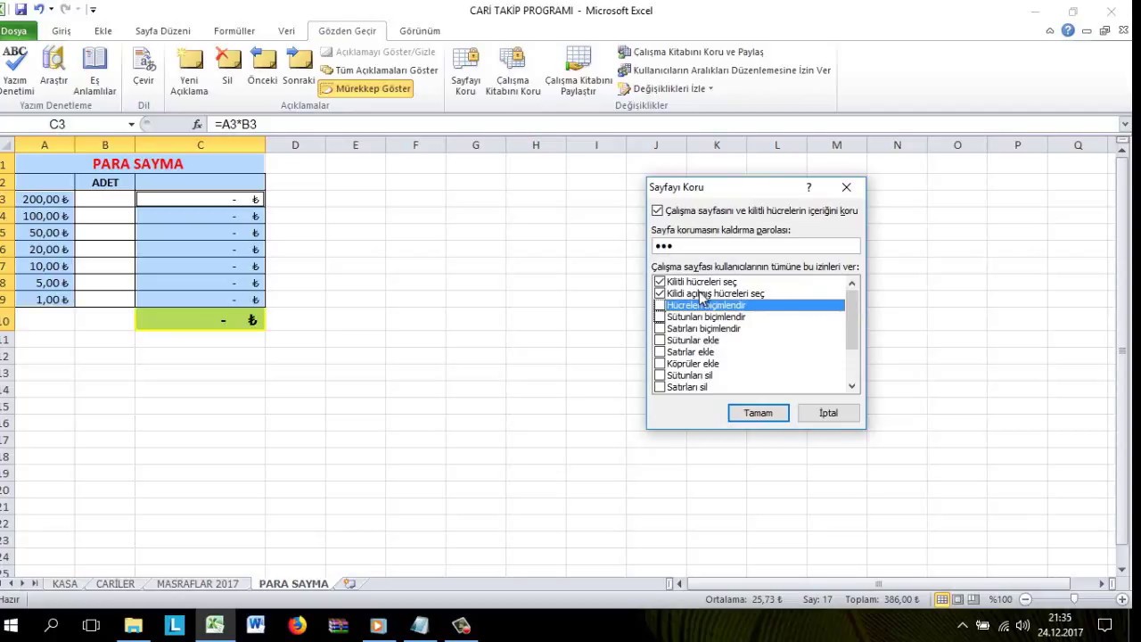 EXCEL HÜCRE GİZLEME, HÜCRE KİLİTLEME; FORMÜL GİZLEME VE FORMÜL KORUMA...