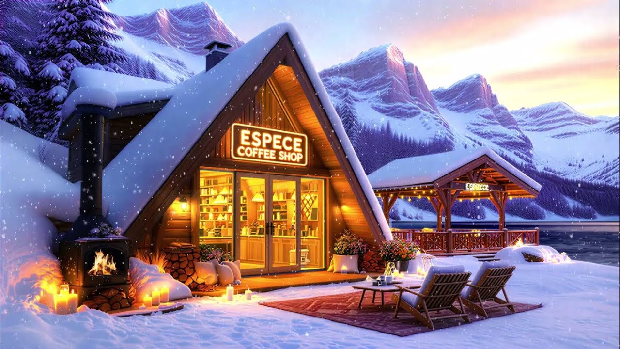 Smooth Bossa Nova Jazz at Coffee Shop 🔥 Fireplace Music for Work Focus 5