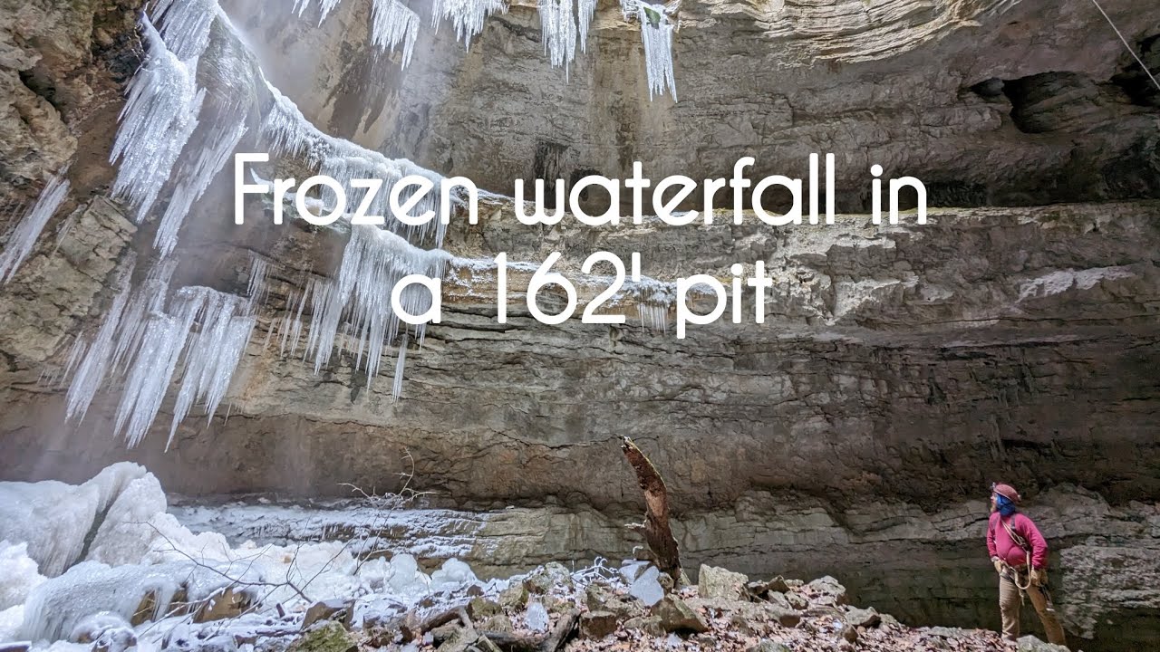 POLAR VORTEX Creates Stunning Frozen Waterfall in Neversink Pit, Alabama