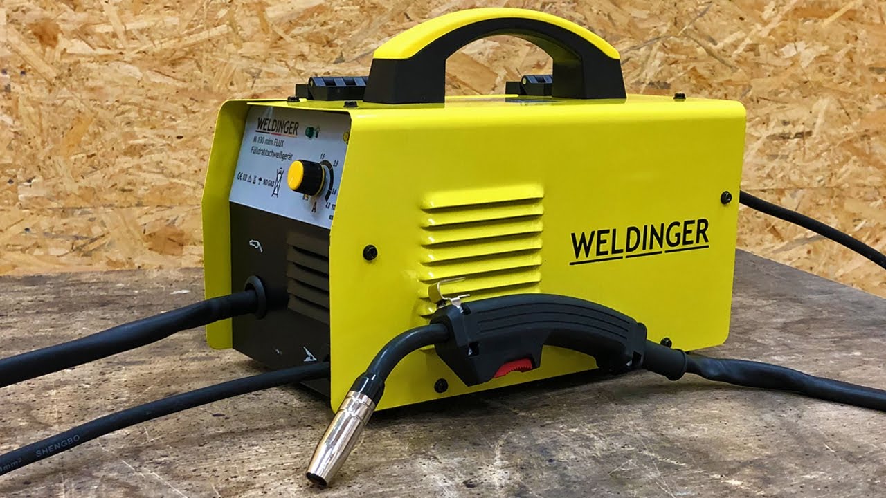 Weldinger M 130 mini Flux welding machine / Test welding without Gas / F&uuml;lldrahtschwei&szlig;ger&auml;t