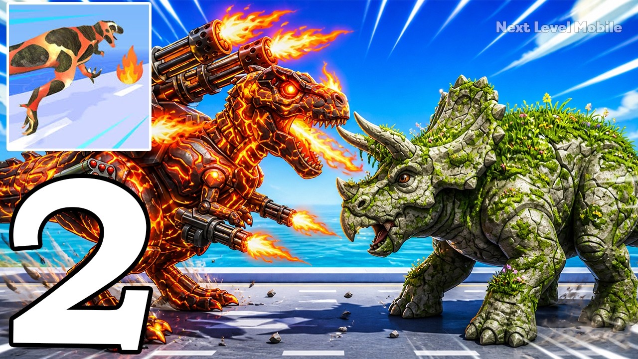 Dino Evolution Run 3D Gameplay Walkthrough Part 2 - Monster Evolution & Giant Kaiju Battles!