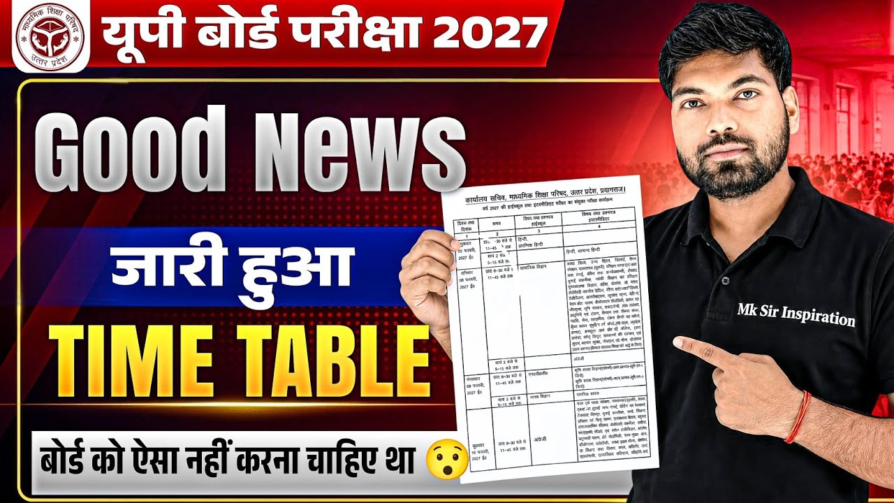 यूपी बोर्ड ने जारी किया 10वीं और 12वीं का Time Table 😊 | UP Board Time Table 2027 
