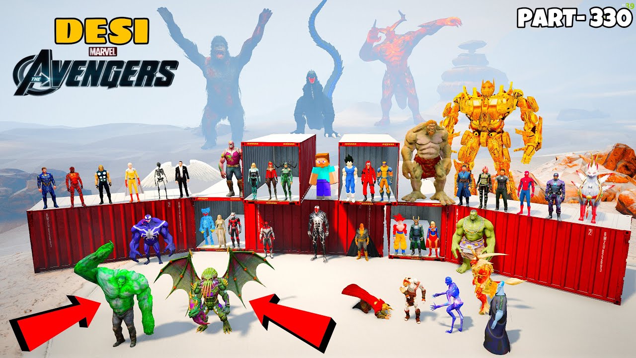 DESI Avengers and GODZILLA Try to Find Hidden ZOMBIE HULK & CTHULHU With THOR and GOKU in GTA 5|#330