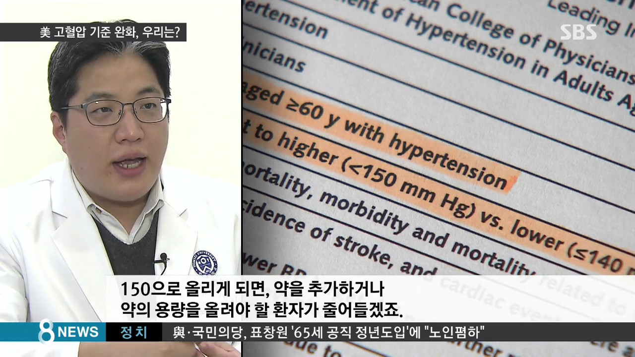 '혈압 150 이상일 때 고혈압' 기준 낮춘 美&hellip;우리는? / SBS