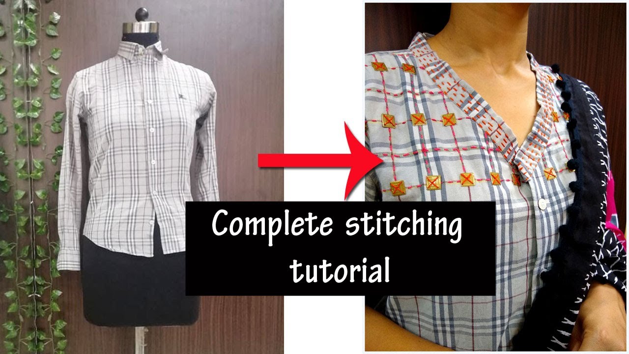 How to sew a Sari blouse from Men's shirt