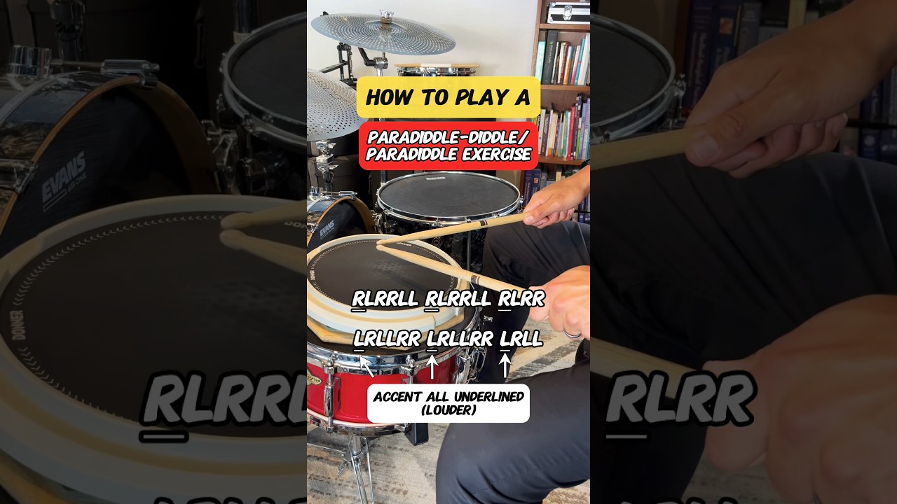 How to play a PARADIDDLE-DIDDLE/ PARADIDDLE Exercise! (Drum Rudiment Practice Routine) #drums