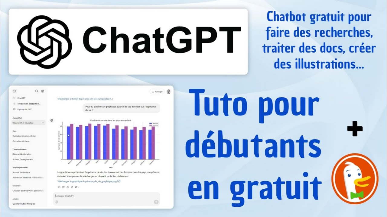 Tuto IA - ChatGPT pour débutants, tous les usages en gratuit (+ alternative : DuckDuckGO AI Chat)