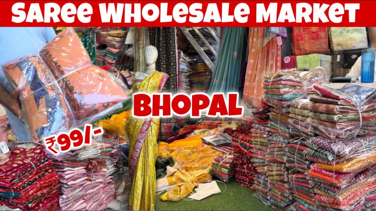₹99 से शुरू Heavy Work Saree | Saree Wholesale Market Bairagarh Bhopal | Suraj￼ Saree