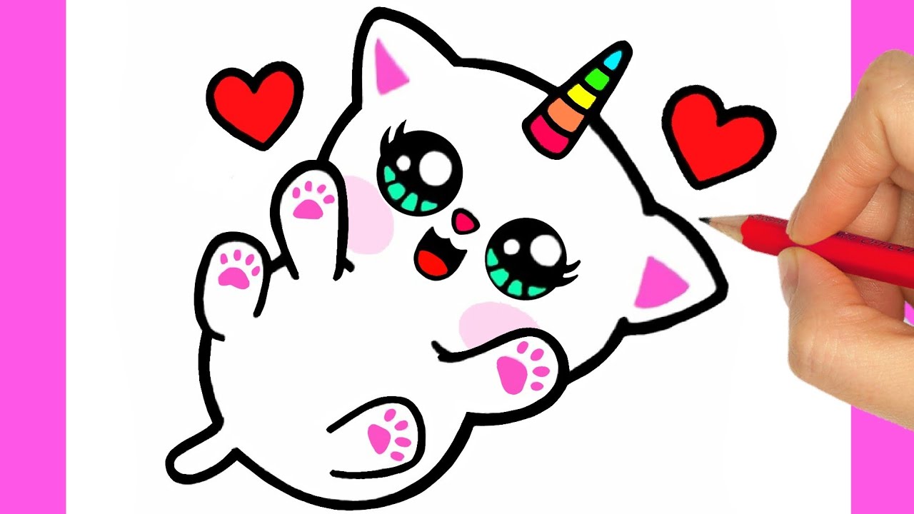 Kawaii Baby Katze selber malen - KAWAII BILDER - EINE KAWAII UND NIEDLICHE KATZE ZEICHNEN UND MALEN